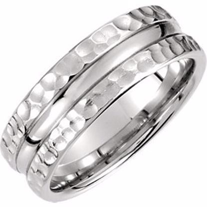 51188:191:P Platinum 7.5mm Fancy Carved Band Size 7