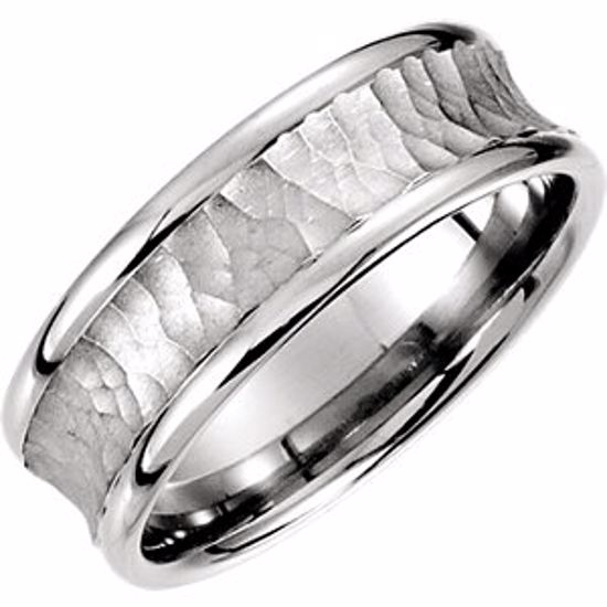 51192:150:P Platinum 7.5mm Fancy Carved Band Size 8