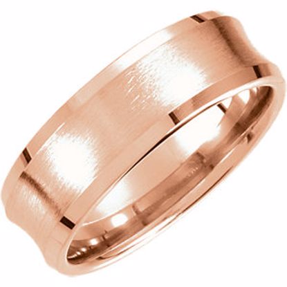 51190:262:P 14kt Rose 7.5mm Fancy Beveled Edge Carved Band Size 13.5