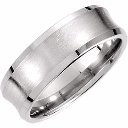 51190:290:P Platinum 7.5mm Fancy Beveled Edge Carved Band Size 6.5