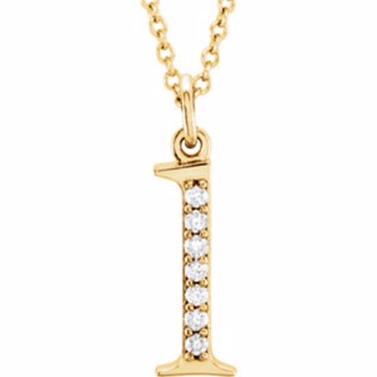 85803:60034:P 14kt Yellow .04 CTW Diamond Lowercase Letter "l" Initial 16" Necklace