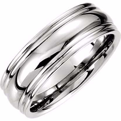 51195:348:P Platinum 7.5mm Comfort Fit Fancy Carved Band Size 7