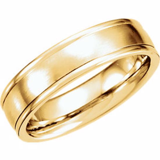 51207:182:P 14kt Yellow 6mm Fancy Carved Band with Satin Finish Size 13.5