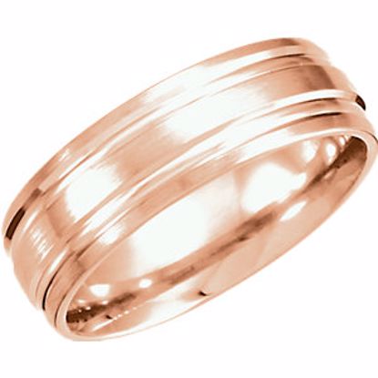 51208:138:P 14kt Rose 7mm Double Cut Fancy Carved Band with Satin Finish Size 12.5