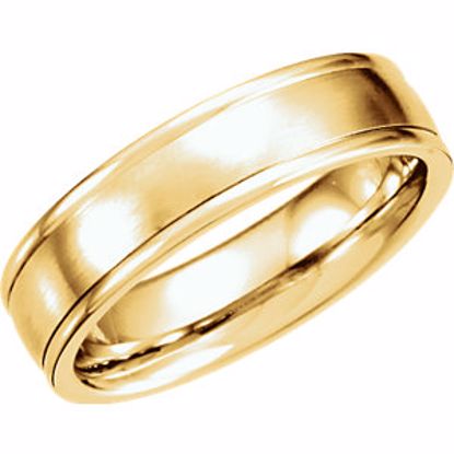 51207:176:P 14kt Yellow 6mm Fancy Carved Band with Satin Finish Size 10.5