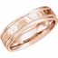 51209:122:P 14kt Rose 6mm Fancy Carved Band with Micro-Hammer Finish Size 4.5
