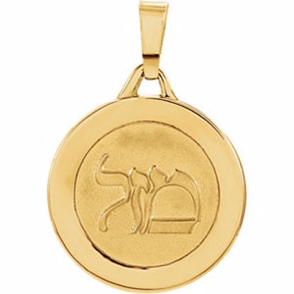 651332:100:P 14kt Yellow 15mm Round Mazel Good Luck Medal