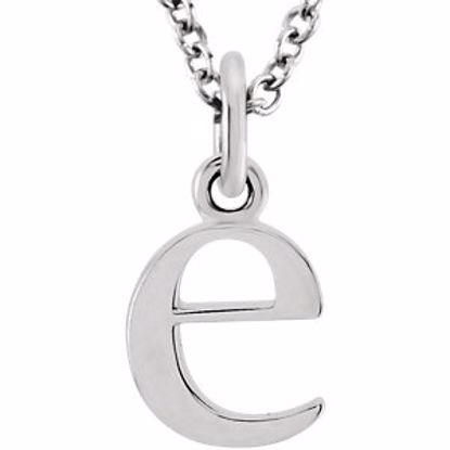 85780:70013:P 14kt White "e" Lowercase Initial 16" Necklace