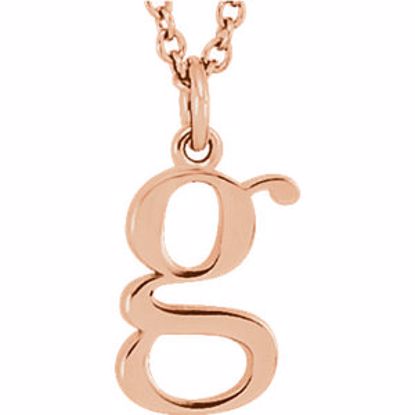 85780:70020:P 14kt Rose "g" Lowercase Initial 16" Necklace