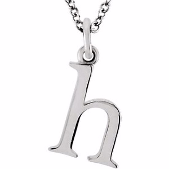 85780:70022:P 14kt White "h" Lowercase Initial 16" Necklace