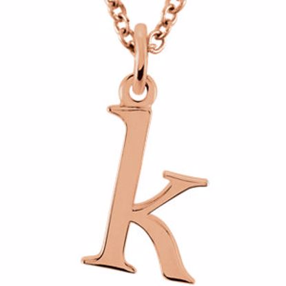 85780:70032:P 14kt Rose "k" Lowercase Initial 16" Necklace