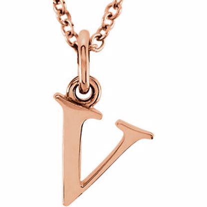 85780:70065:P 14kt Rose "v" Lowercase Initial 16" Necklace