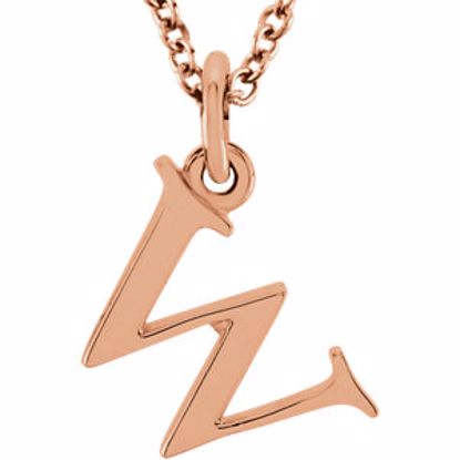 85780:70068:P 14kt Rose "w" Lowercase Initial 16" Necklace