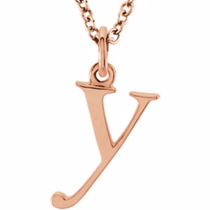 85780:70074:P 14kt Rose "y" Lowercase Initial 16" Necklace