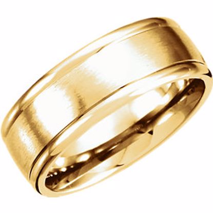 51214:171:P 14kt Yellow 8mm Fancy Carved Band with Satin Finish Size 8