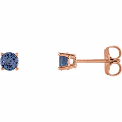 1874:70063:P 14kt Rose 4mm Round Orange Tanzanite Earrings