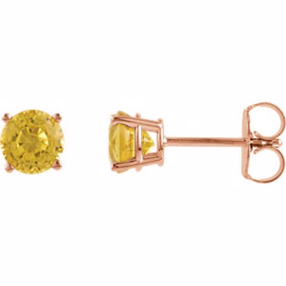 1874:70072:P 14kt Rose 5mm Round Yellow Sapphire Earrings