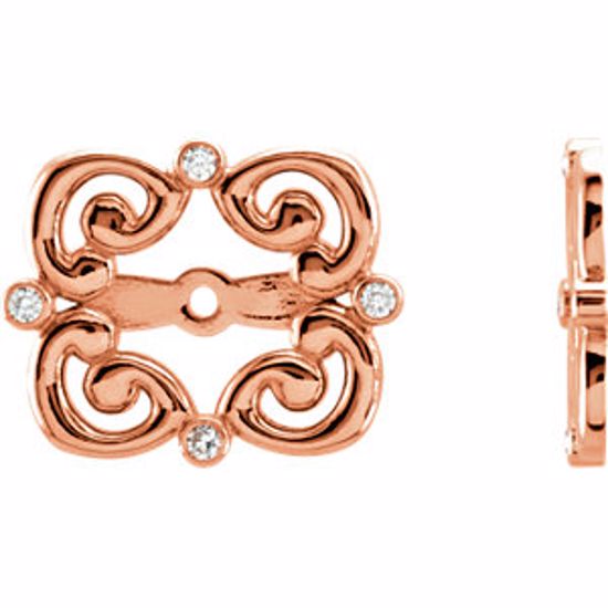 85759:60002:P 14kt Rose .08 CTW Diamond Earring Jackets