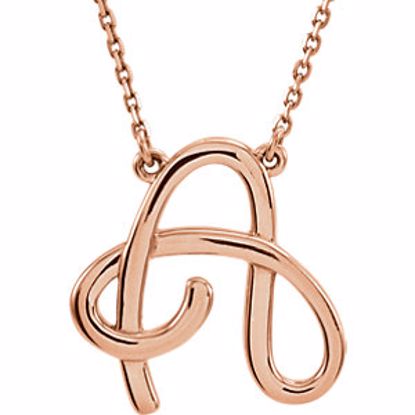 84635:285:P 14kt Rose "A" Script Initial 16" Necklace