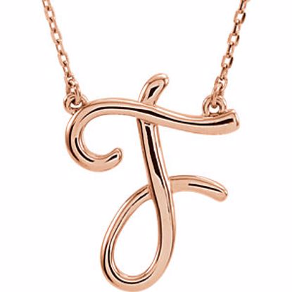 84635:290:P 14kt Rose "F" Script Initial 16" Necklace