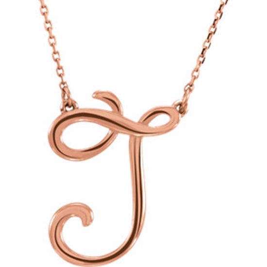 84635:293:P 14kt Rose "J" Script Initial 16" Necklace