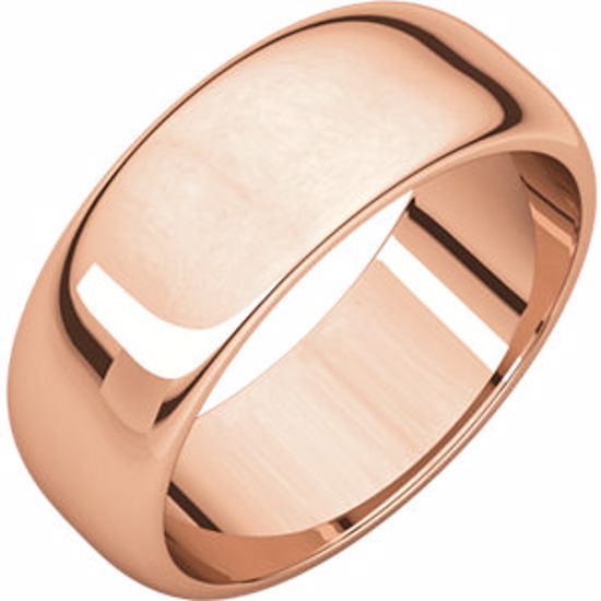 HR10.5:139084:P 14kt Rose 7mm Half Round Band