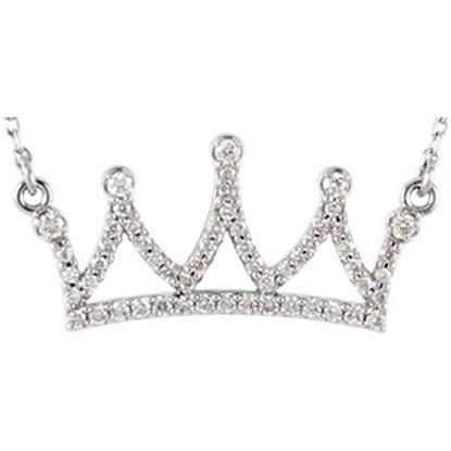 85844:60001:P 14kt White 1/5 CTW Diamond Petite Crown 16.45" Necklace