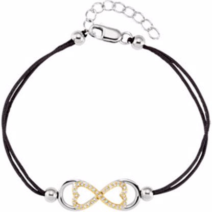 651314:110:P Sterling Silver with Gold Plated Center 1/6 CTW Diamond 7.25" Cord Bracelet