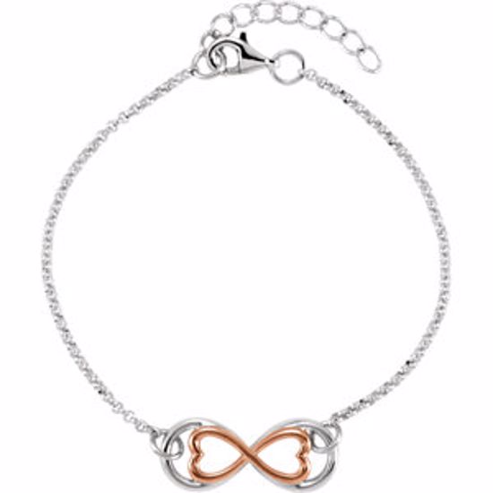 651314:116:P Sterling Silver with Rose Plated Center 1/8 CTW Diamond 7.25" Bracelet