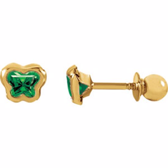 651369:104:P 14kt Yellow May CZ Birthstone Earrings with Screw Backs