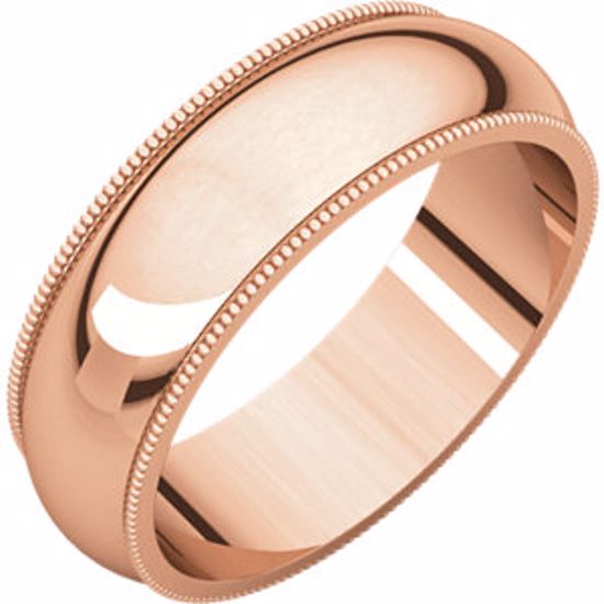 MG10.5:1507670:P 14kt Rose 6mm Milgrain Band