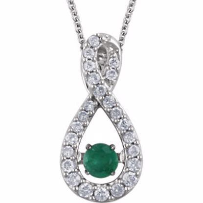 651375:70003:P 14kt White Emerald & 1/6 CTW Diamond 18" Mystara® Necklace