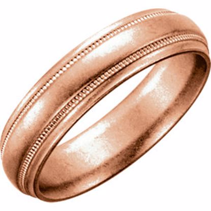50108:259808:P 18kt Rose 6mm Milgrain Band Size 7