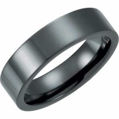 T812:6070:P Black Titanium 6mm Flat Polished Band Size 7