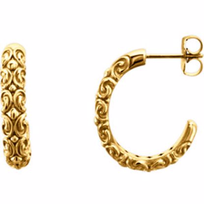 85706:106:P 14kt Yellow 20x4.1mm Sculptural-Inspired Half-Hoop Earrings