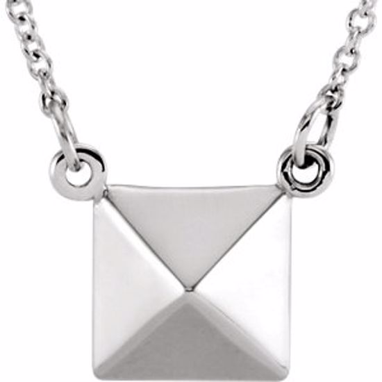 85875:101:P 14kt White Pyramid 16.25" Necklace