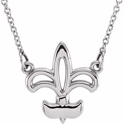 85878:101:P 14kt White Fleur-De-Lis 16" Necklace