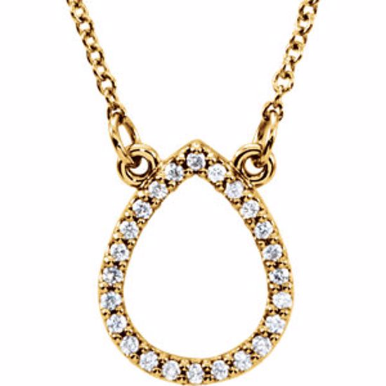 85865:100:P 14kt Yellow 1/8 CTW Diamond Teardrop 16" Necklace