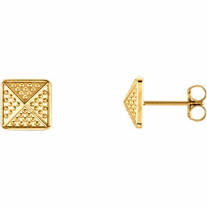 85887:102:P 14kt Rose Granulated Pyramid Earrings