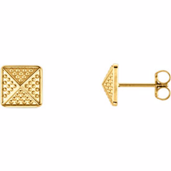 85887:102:P 14kt Rose Granulated Pyramid Earrings