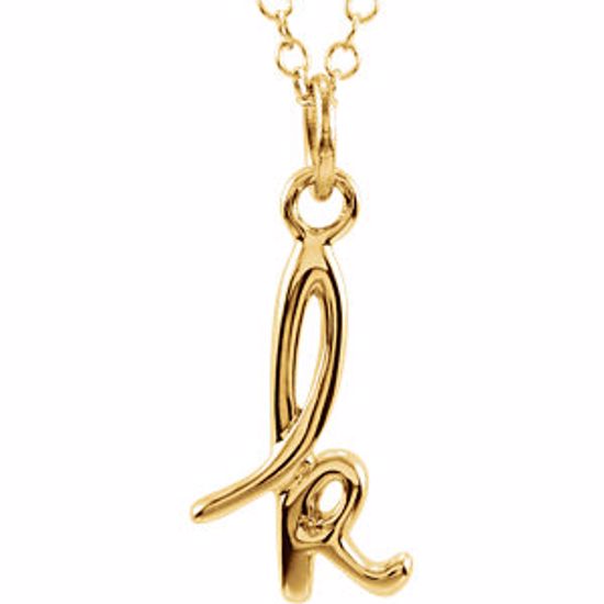 85899:1010:P 14kt Yellow Letter "K" Lowercase Script Initial Necklace
