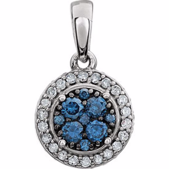 651469:60000:P 14kt White 3/8 CTW Diamond Blue & White Halo Pendant