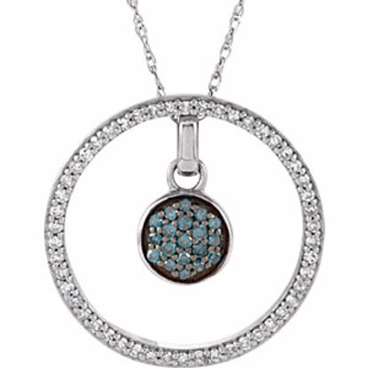 651423:60000:P 14kt White 1/3 CTW Blue & White Diamond 3-in-1 Circle 18" Necklace