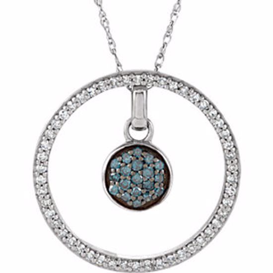 651423:60000:P 14kt White 1/3 CTW Blue & White Diamond 3-in-1 Circle 18" Necklace