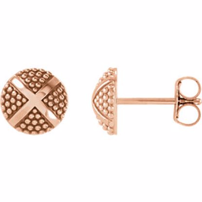 85889:103:P 14kt Rose Granulated X Earrings