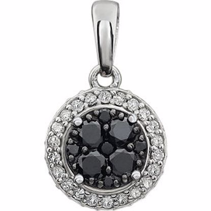 651469:60001:P 14kt White 3/8 CTW Diamond Black & White Halo Pendant