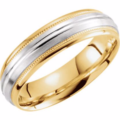 51260:113:P 14kt Yellow & White 6mm Grooved Milgrain Band Size 13