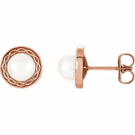 85913:103:P 14kt Rose Freshwater Cultured Pearl Earrings