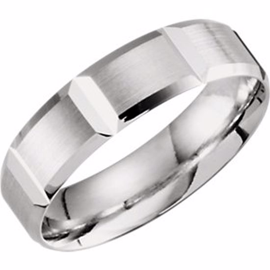 51286:1055:P 10kt White 6mm Lightweight Grooved Beveled Band Size 5.5