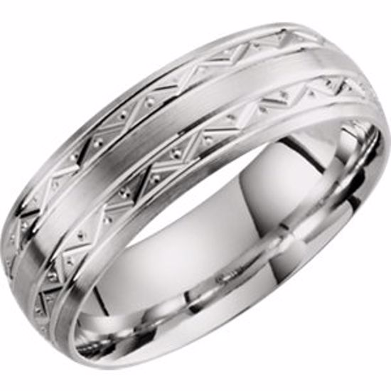 51272:113:P 14kt White 7mm Grooved Band Size 13